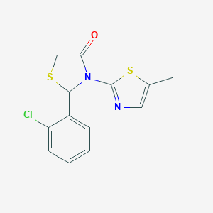 molecular formula C13H11ClN2OS2 B494144 2-(2-Chlorophenyl)-3-(5-methyl-1,3-thiazol-2-yl)-1,3-thiazolidin-4-one 