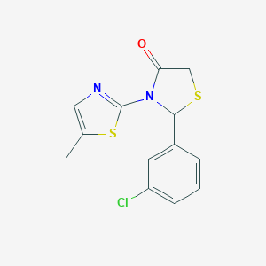 molecular formula C13H11ClN2OS2 B494146 2-(3-Chlorophenyl)-3-(5-methyl-1,3-thiazol-2-yl)-1,3-thiazolidin-4-one 