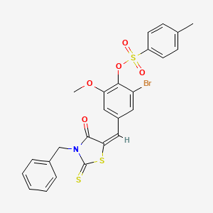 molecular formula C25H20BrNO5S3 B4941464 4-[(3-benzyl-4-oxo-2-thioxo-1,3-thiazolidin-5-ylidene)methyl]-2-bromo-6-methoxyphenyl 4-methylbenzenesulfonate 