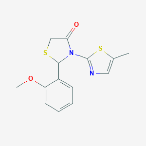 molecular formula C14H14N2O2S2 B494148 2-(2-Methoxyphenyl)-3-(5-methyl-1,3-thiazol-2-yl)-1,3-thiazolidin-4-one 
