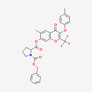 1-benzyl 2-[6-methyl-3-(4-methylphenoxy)-4-oxo-2-(trifluoromethyl)-4H-chromen-7-yl] 1,2-pyrrolidinedicarboxylate