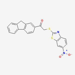 molecular formula C22H14N2O3S2 B4941498 1-(9H-fluoren-2-yl)-2-[(6-nitro-1,3-benzothiazol-2-yl)thio]ethanone 