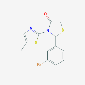 molecular formula C13H11BrN2OS2 B494150 2-(3-Bromophenyl)-3-(5-methyl-1,3-thiazol-2-yl)-1,3-thiazolidin-4-one 