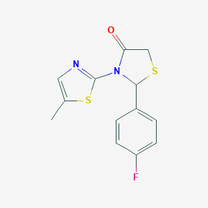 molecular formula C13H11FN2OS2 B494152 2-(4-Fluorophenyl)-3-(5-methyl-1,3-thiazol-2-yl)-1,3-thiazolidin-4-one 