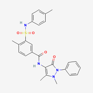 molecular formula C26H26N4O4S B4941522 N-(1,5-dimethyl-3-oxo-2-phenyl-2,3-dihydro-1H-pyrazol-4-yl)-4-methyl-3-{[(4-methylphenyl)amino]sulfonyl}benzamide 