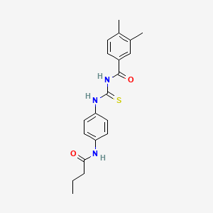 molecular formula C20H23N3O2S B4941544 N-({[4-(butyrylamino)phenyl]amino}carbonothioyl)-3,4-dimethylbenzamide 