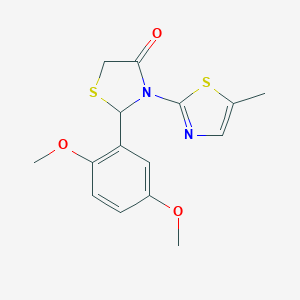 molecular formula C15H16N2O3S2 B494155 2-(2,5-Dimethoxyphenyl)-3-(5-methyl-1,3-thiazol-2-yl)-1,3-thiazolidin-4-one 