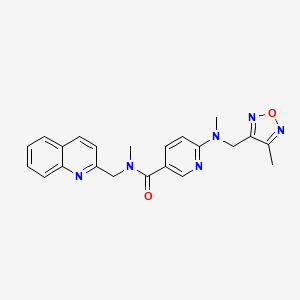 molecular formula C22H22N6O2 B4941553 N-methyl-6-{methyl[(4-methyl-1,2,5-oxadiazol-3-yl)methyl]amino}-N-(2-quinolinylmethyl)nicotinamide 