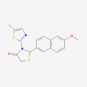 molecular formula C18H16N2O2S2 B494158 2-(6-Methoxy-2-naphthyl)-3-(5-methyl-1,3-thiazol-2-yl)-1,3-thiazolidin-4-one 