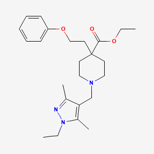 molecular formula C24H35N3O3 B4941587 ethyl 1-[(1-ethyl-3,5-dimethyl-1H-pyrazol-4-yl)methyl]-4-(2-phenoxyethyl)-4-piperidinecarboxylate 