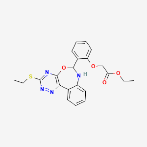 molecular formula C22H22N4O4S B4941590 ethyl {2-[3-(ethylthio)-6,7-dihydro[1,2,4]triazino[5,6-d][3,1]benzoxazepin-6-yl]phenoxy}acetate 