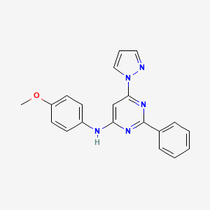 molecular formula C20H17N5O B4941633 N-(4-methoxyphenyl)-2-phenyl-6-(1H-pyrazol-1-yl)-4-pyrimidinamine 