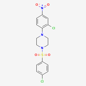molecular formula C16H15Cl2N3O4S B4941656 1-(2-chloro-4-nitrophenyl)-4-[(4-chlorophenyl)sulfonyl]piperazine 