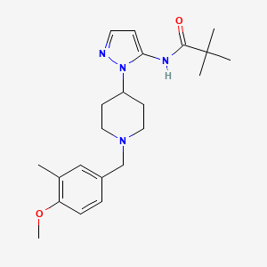 molecular formula C22H32N4O2 B4941755 N-{1-[1-(4-methoxy-3-methylbenzyl)-4-piperidinyl]-1H-pyrazol-5-yl}-2,2-dimethylpropanamide 