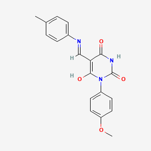 molecular formula C19H17N3O4 B4941763 1-(4-methoxyphenyl)-5-{[(4-methylphenyl)amino]methylene}-2,4,6(1H,3H,5H)-pyrimidinetrione 