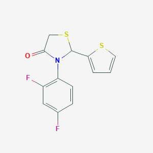 molecular formula C13H9F2NOS2 B494177 3-(2,4-Difluorophenyl)-2-(2-thienyl)-1,3-thiazolidin-4-one 