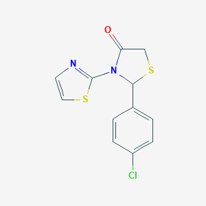 molecular formula C12H9ClN2OS2 B494180 2-(4-Chlorophenyl)-3-(1,3-thiazol-2-yl)-1,3-thiazolidin-4-one 