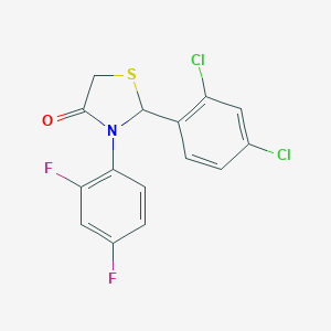 molecular formula C15H9Cl2F2NOS B494182 2-(2,4-Dichlorophenyl)-3-(2,4-difluorophenyl)-1,3-thiazolidin-4-one 