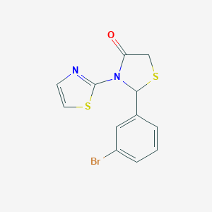 molecular formula C12H9BrN2OS2 B494183 2-(3-Bromophenyl)-3-(1,3-thiazol-2-yl)-1,3-thiazolidin-4-one 