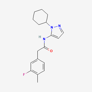 molecular formula C18H22FN3O B4941830 N-(1-cyclohexyl-1H-pyrazol-5-yl)-2-(3-fluoro-4-methylphenyl)acetamide 