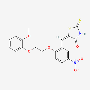 molecular formula C19H16N2O6S2 B4941844 5-{2-[2-(2-methoxyphenoxy)ethoxy]-5-nitrobenzylidene}-2-thioxo-1,3-thiazolidin-4-one 