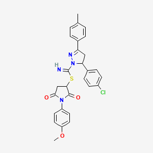 molecular formula C28H25ClN4O3S B4941861 1-(4-methoxyphenyl)-2,5-dioxo-3-pyrrolidinyl 5-(4-chlorophenyl)-3-(4-methylphenyl)-4,5-dihydro-1H-pyrazole-1-carbimidothioate 