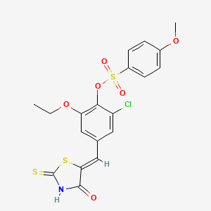 2-chloro-6-ethoxy-4-[(4-oxo-2-thioxo-1,3-thiazolidin-5-ylidene)methyl]phenyl 4-methoxybenzenesulfonate