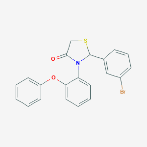 molecular formula C21H16BrNO2S B494193 2-(3-Bromophenyl)-3-(2-phenoxyphenyl)-1,3-thiazolidin-4-one 