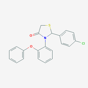 molecular formula C21H16ClNO2S B494194 2-(4-Chlorophenyl)-3-(2-phenoxyphenyl)-1,3-thiazolidin-4-one 