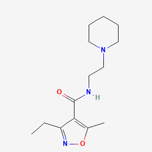 molecular formula C14H23N3O2 B4941947 3-ethyl-5-methyl-N-[2-(1-piperidinyl)ethyl]-4-isoxazolecarboxamide 