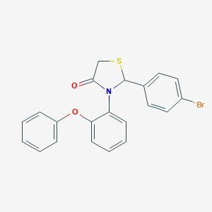 molecular formula C21H16BrNO2S B494195 2-(4-Bromophenyl)-3-(2-phenoxyphenyl)-1,3-thiazolidin-4-one 