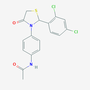 molecular formula C17H14Cl2N2O2S B494200 N-{4-[2-(2,4-dichlorophenyl)-4-oxo-1,3-thiazolidin-3-yl]phenyl}acetamide 