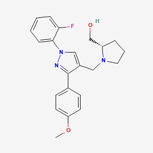 molecular formula C22H24FN3O2 B4942036 ((2S)-1-{[1-(2-fluorophenyl)-3-(4-methoxyphenyl)-1H-pyrazol-4-yl]methyl}-2-pyrrolidinyl)methanol 