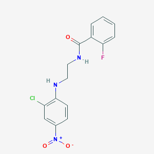 molecular formula C15H13ClFN3O3 B4942061 N-{2-[(2-chloro-4-nitrophenyl)amino]ethyl}-2-fluorobenzamide 