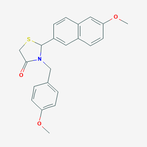 molecular formula C22H21NO3S B494208 3-(4-Methoxybenzyl)-2-(6-methoxy-2-naphthyl)-1,3-thiazolidin-4-one 