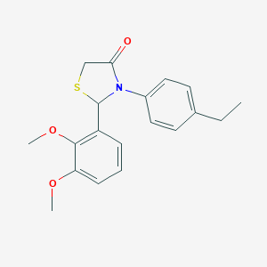 molecular formula C19H21NO3S B494209 2-(2,3-Dimethoxyphenyl)-3-(4-ethylphenyl)-1,3-thiazolidin-4-one 