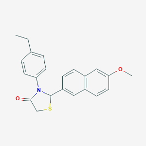molecular formula C22H21NO2S B494210 3-(4-Ethylphenyl)-2-(6-methoxy-2-naphthyl)-1,3-thiazolidin-4-one 