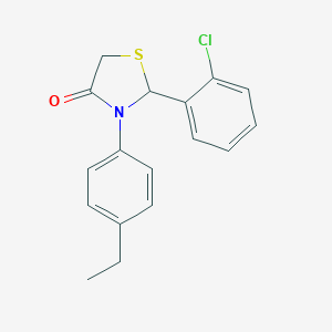 molecular formula C17H16ClNOS B494211 2-(2-Chlorophenyl)-3-(4-ethylphenyl)-1,3-thiazolidin-4-one 