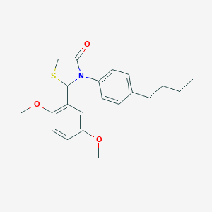 molecular formula C21H25NO3S B494217 3-(4-Butylphenyl)-2-(2,5-dimethoxyphenyl)-1,3-thiazolidin-4-one 