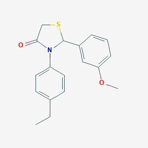 molecular formula C18H19NO2S B494218 3-(4-Ethylphenyl)-2-(3-methoxyphenyl)-1,3-thiazolidin-4-one 