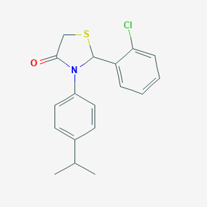 molecular formula C18H18ClNOS B494219 2-(2-Chlorophenyl)-3-(4-isopropylphenyl)-1,3-thiazolidin-4-one 