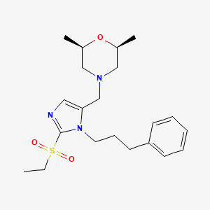 molecular formula C21H31N3O3S B4942197 (2R*,6S*)-4-{[2-(ethylsulfonyl)-1-(3-phenylpropyl)-1H-imidazol-5-yl]methyl}-2,6-dimethylmorpholine 