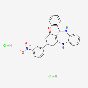 molecular formula C25H23Cl2N3O3 B4942198 3-(3-nitrophenyl)-11-phenyl-2,3,4,5,10,11-hexahydro-1H-dibenzo[b,e][1,4]diazepin-1-one dihydrochloride 