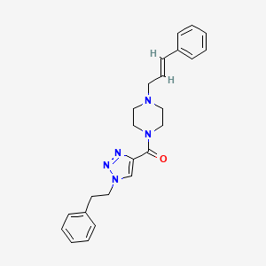 molecular formula C24H27N5O B4942239 1-{[1-(2-phenylethyl)-1H-1,2,3-triazol-4-yl]carbonyl}-4-[(2E)-3-phenyl-2-propen-1-yl]piperazine 