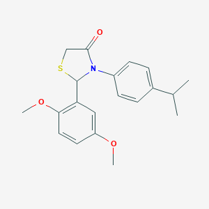 molecular formula C20H23NO3S B494225 2-(2,5-Dimethoxyphenyl)-3-(4-isopropylphenyl)-1,3-thiazolidin-4-one 