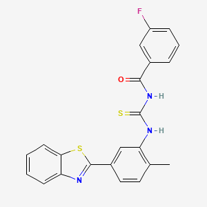 molecular formula C22H16FN3OS2 B4942273 N-({[5-(1,3-benzothiazol-2-yl)-2-methylphenyl]amino}carbonothioyl)-3-fluorobenzamide 