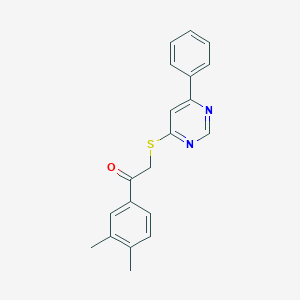 molecular formula C20H18N2OS B4942311 1-(3,4-dimethylphenyl)-2-[(6-phenyl-4-pyrimidinyl)thio]ethanone 