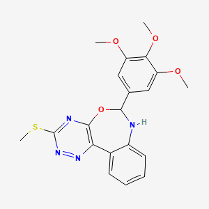 molecular formula C20H20N4O4S B4942339 3-(methylthio)-6-(3,4,5-trimethoxyphenyl)-6,7-dihydro[1,2,4]triazino[5,6-d][3,1]benzoxazepine 