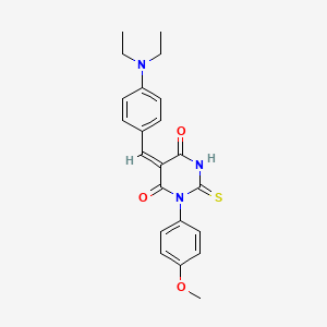 molecular formula C22H23N3O3S B4942394 5-[4-(diethylamino)benzylidene]-1-(4-methoxyphenyl)-2-thioxodihydro-4,6(1H,5H)-pyrimidinedione 