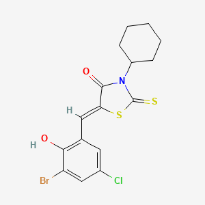 molecular formula C16H15BrClNO2S2 B4942417 5-(3-bromo-5-chloro-2-hydroxybenzylidene)-3-cyclohexyl-2-thioxo-1,3-thiazolidin-4-one 